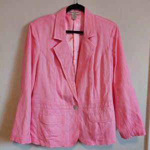 PINK LINEN BLAZER WITH SINGLE BUTTON - 1X